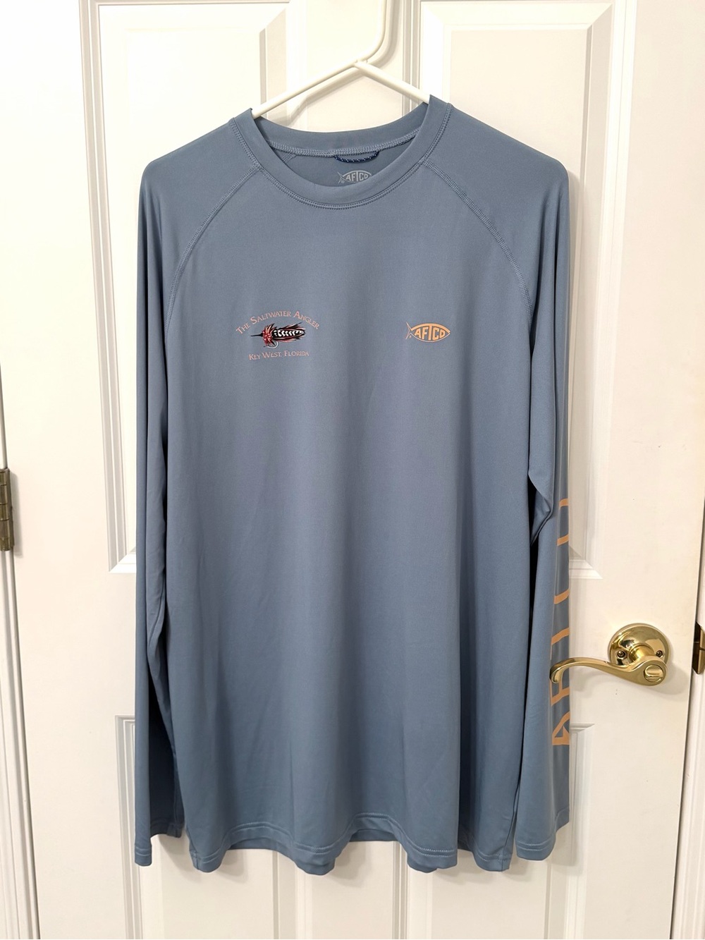 AFTCO Men's Shirt slate Blue Long Sleeve Fishing Salt Water Angler  Size L